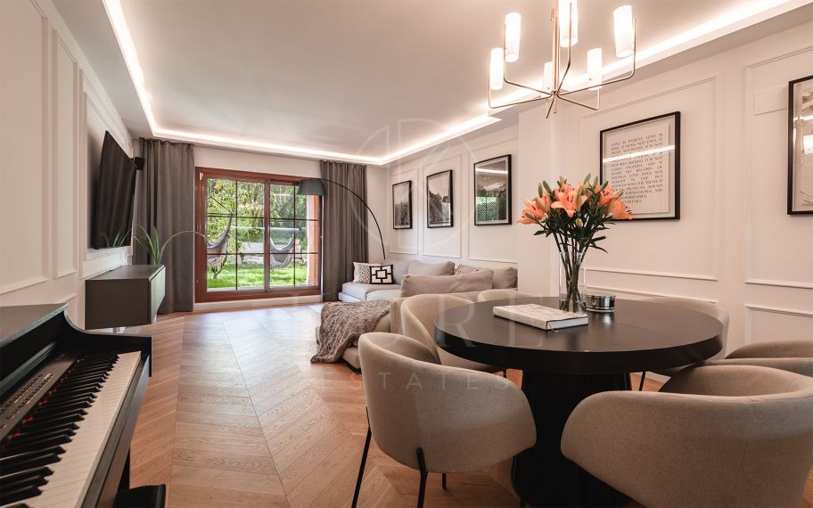 Fully renovated garden apartment in Gazules del Sol, a gated complex close to amenities in Benahavís