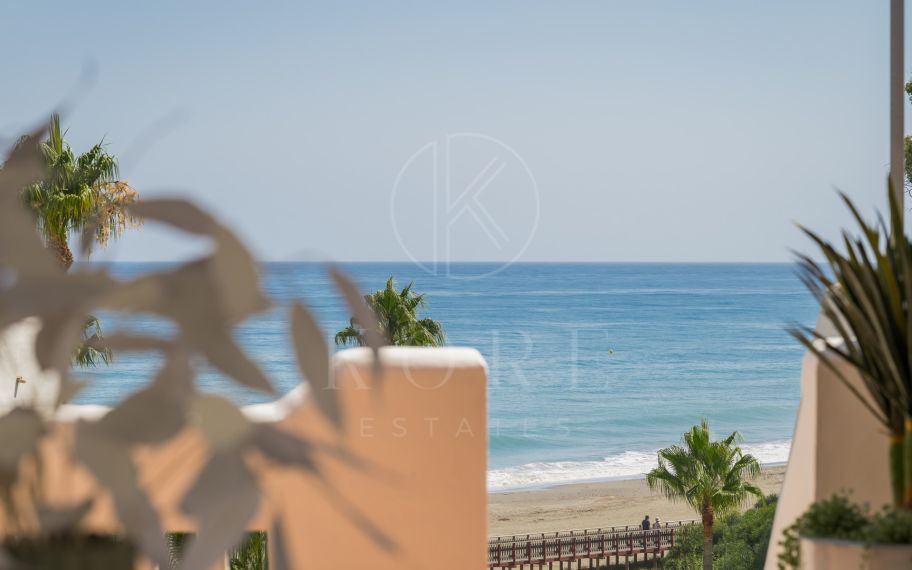 Stunning south-facing three bedroom penthouse located in the exclusive gated community of Bahia Del Velerin, Estepona.