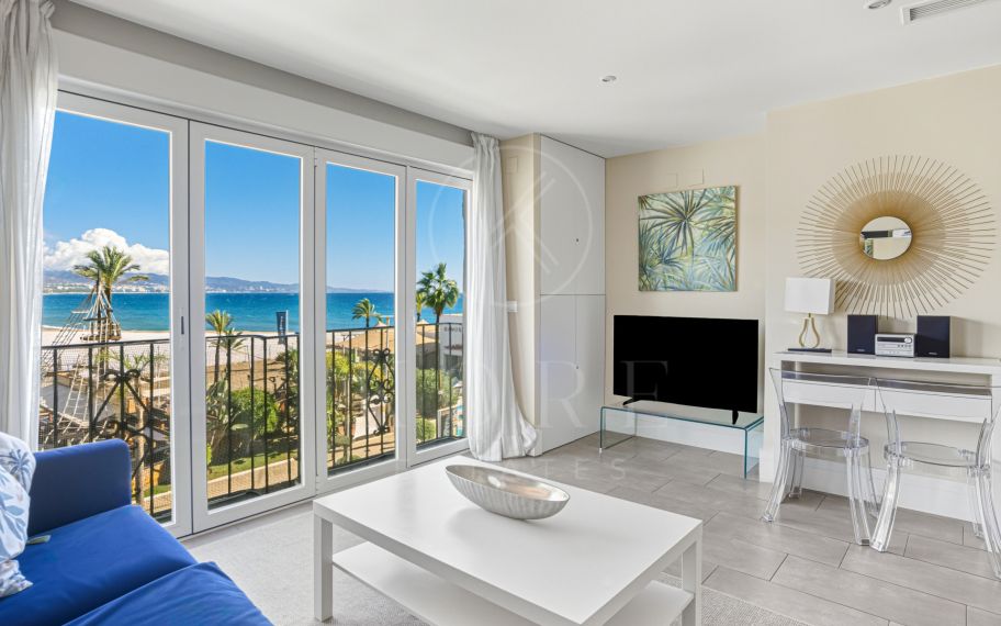 Two-bedroom, east-facing apartment with sea and mountain views, located in the heart of Puerto Banús.